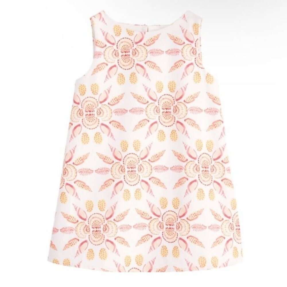 Hill House Home The Girls Charlie Dress - Orange Shell Mosaic Cotton 2Y